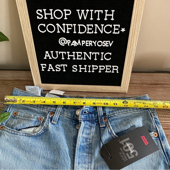 Levi's® 501 Stretch Hi-Rise Raw Hem Skinny Jeans - Picture 10 of 14